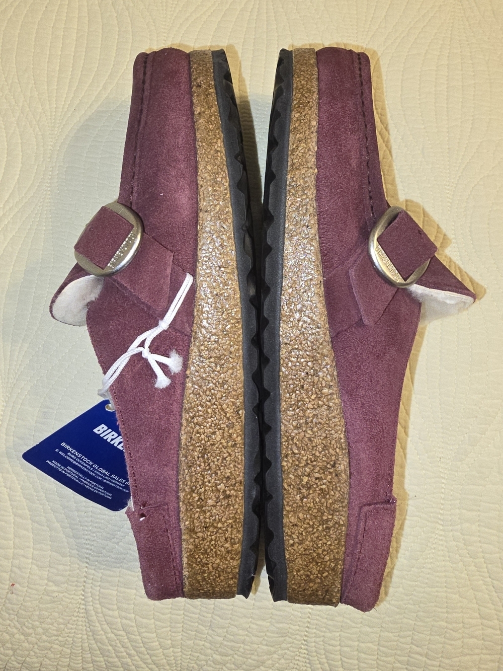 BWT Birkenstock Ladies Maroon Suede Mule Clogs with Buckle - Picture 3 of 8